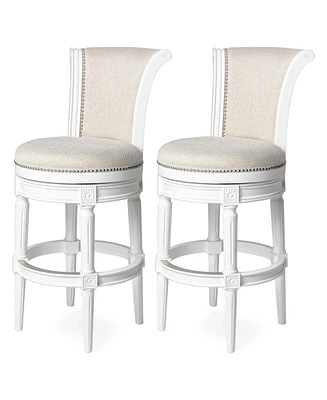 Maven Lane Pullman Wooden Swivel Kitchen Stool, Alabaster White Finish, Set of 2
