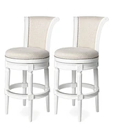 Maven Lane Pullman Wooden Swivel Kitchen Stool, Alabaster White Finish, Set of 2