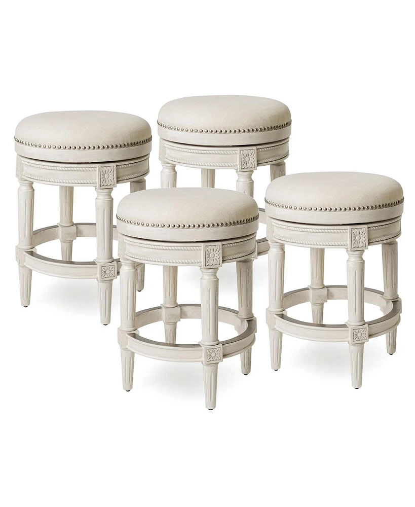 Maven Lane Pullman Backless Counter Stool, White Oak/Natural Upholstery, Set of 4