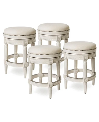 Maven Lane Pullman Backless Counter Stool, White Oak/Natural Upholstery, Set of 4