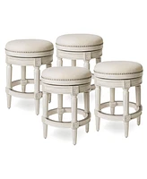 Maven Lane Pullman Backless Counter Stool, White Oak/Natural Upholstery, Set of 4