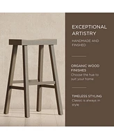 Maven Lane Vincent Wooden Rustic Kitchen Bar Stool, Antiqued Grey, Set of 2