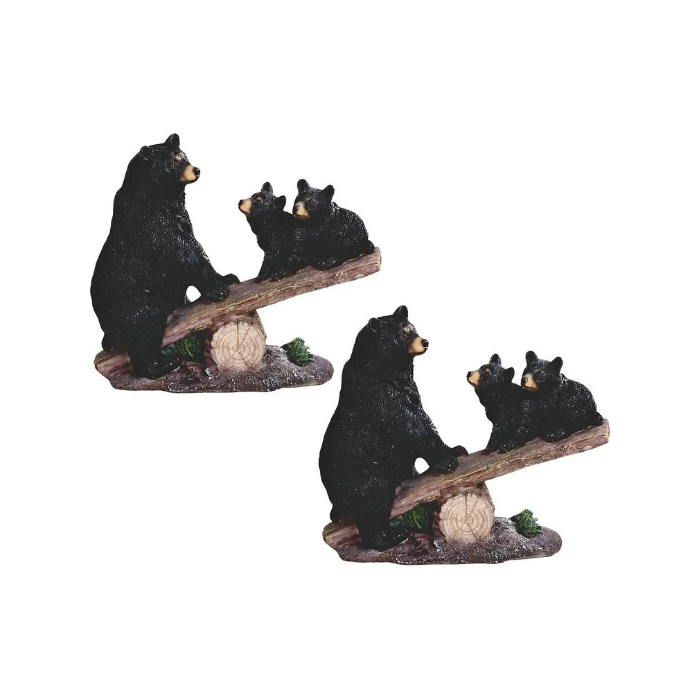 Fc Design "2-pc Set" 8.5"W Black Bear with Cubs Playing on Seesaw Bear Family Figurine Statue Ornament Home Room Office Decor and Perfect Ideas for Ho