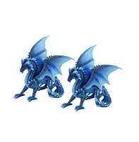 Fc Design "2-pc Set" 8.5"W Blue Dragon Sitting Figurine Statue Ornament Home Room Office Decor and Perfect Ideas for Housewarming, Holidays and Birthd