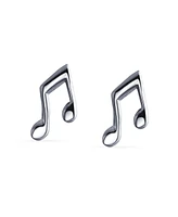 Bling Jewelry Tiny Dainty Eighth Music Notes Stud Earrings For Musician Women Teacher Student .925 Sterling Silver