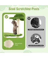 Gymax 38'' Cute Cat Tree Cat Condo Furniture w/ Fully Wrapped Sisal Scratching Posts