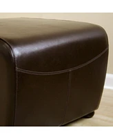 Baxton Studio Dark Brown FauxOttoman with Rounded Sides