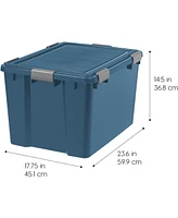 Iris Usa 4Pack 74qt Weatherpro Airtight Plastic Storage Bin with Lid and Seal and Secure Latching Buckles, Navy, 23.63"L x 17.75"W x 14.5"H