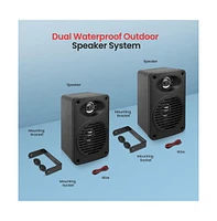 Pyle 3.5” 2-Way Bluetooth Wireless Speaker System - Waterproof, 200W Max Power, 1/2” Tweeter, Compact Design