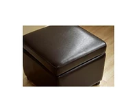 Baxton Studio Dark Brown Full Leather Small Storage Cube Ottoman