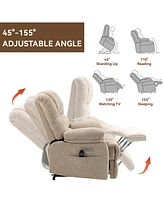 Boyel Living 23" Seat Width and High Back Large Chenille Power Lift Recliner Chair with 8-Point Vibration Massage Lumbar Heating