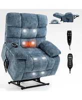 Boyel Living Lift Recliner Chair Heat Massage Dual Motor Infinite Position Up to 350 Lbs Large Electric Power Recliners with Power-Remote