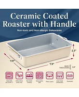 'Premium Non-Stick Ceramic 8"x15.5" Rectangle Pan - Aluminized Steel with Coating, Pfoa & Pfas Free