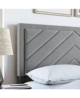 Modern Chevron Upholstered Platform Bed with 14-Slat System – 700 lb Capacity
