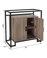 gaomon Modern Farmhouse Buffet Sideboard with Ample Storage Space & Steel Frame for Kitchen