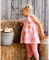 Deux par Baby Girls Printed Tunic And Solid Leggings Set Pink Coral Flowers