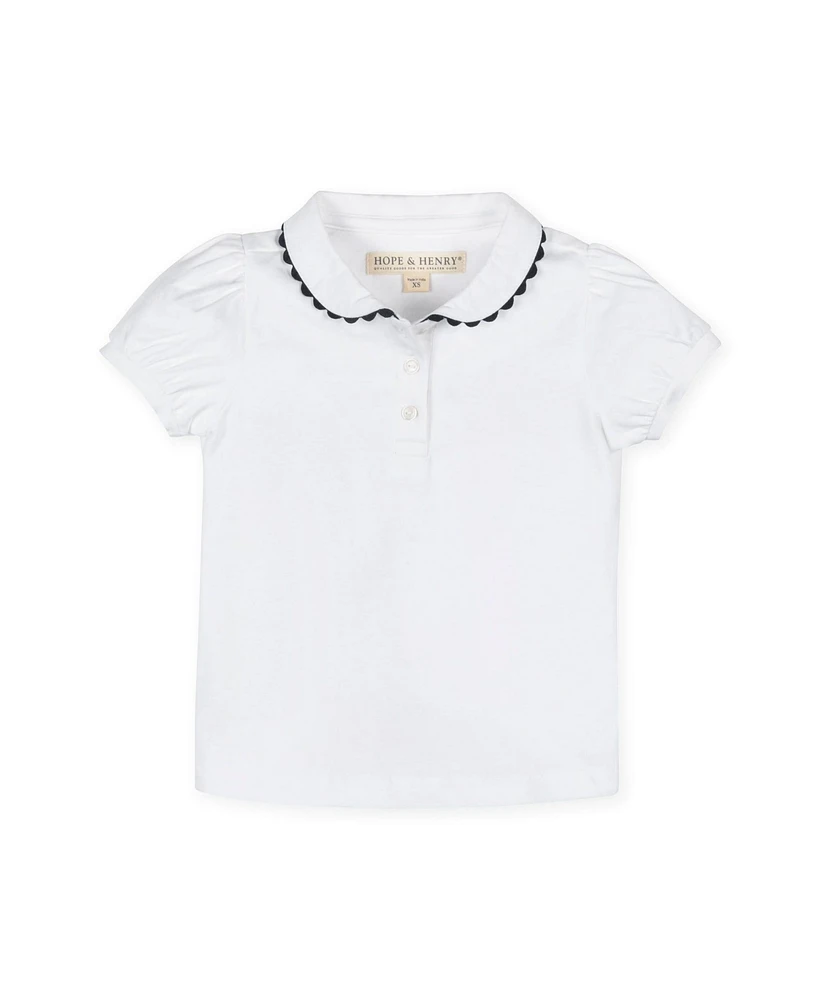 Hope & Henry Girls Organic Puff Sleeve Jersey Knit Polo