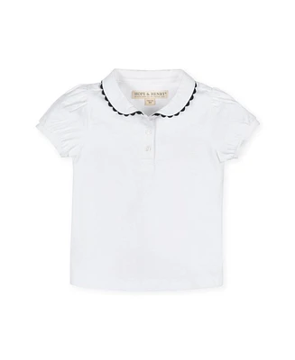 Hope & Henry Girls Organic Puff Sleeve Jersey Knit Polo