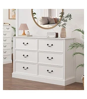 gaomon 6 Drawer Double Dresser,Modern Farmhouse Chest of Drawers