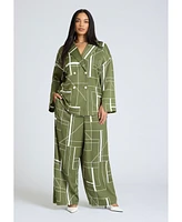 Eloquii Plus Pull On Printed Wide Leg Pant