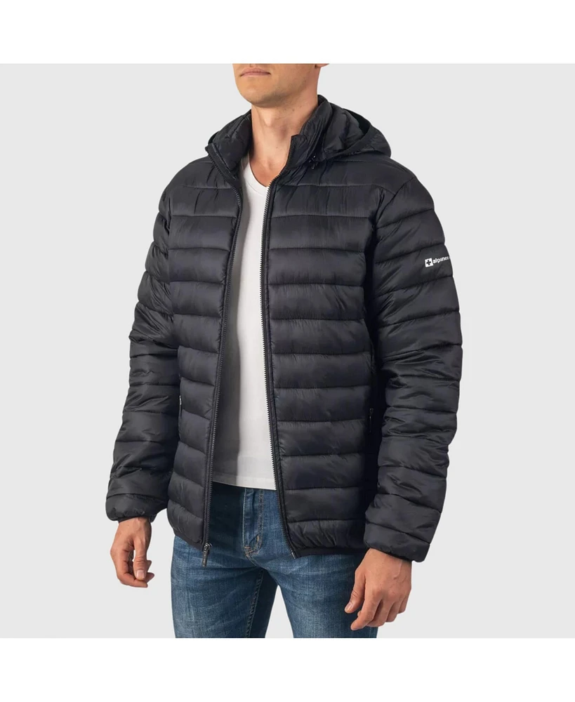 Alpine Swiss Men's Milo Hooded Puffer Jacket Down Alternative Lightweight Coat