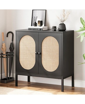 gaomon Rattan Buffet Cabinet, Sideboard Cabinet with Adjustable Shelves