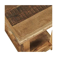 Jofran Reclamation Rustic Reclaimed Solid Wood Chairside End Table with Storage Shelf