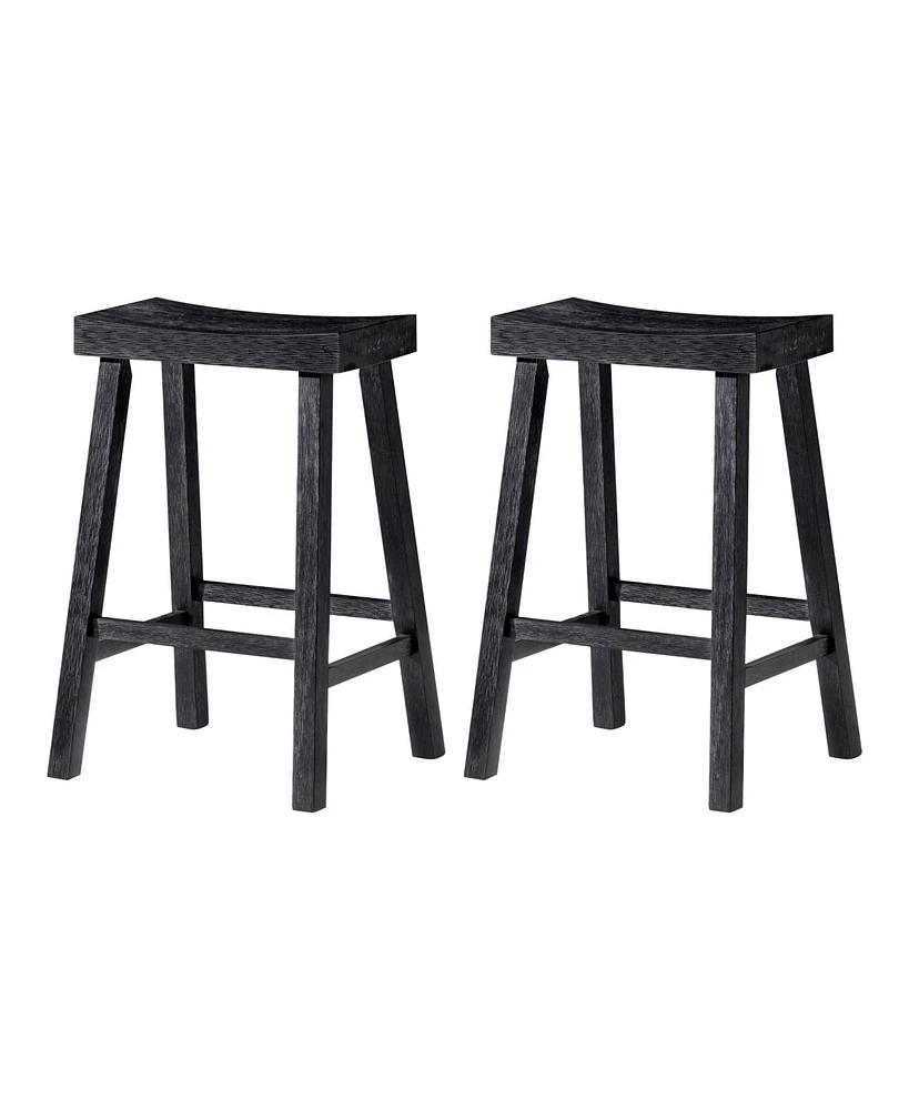 Maven Lane Vincent Wooden Rustic Aesthetic Kitchen Counter Stool, Set of 2