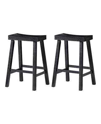 Maven Lane Vincent Wooden Rustic Aesthetic Kitchen Counter Stool, Set of 2