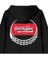 Dr. Pepper Men's Bottle Cap With Logo Adult Black Zippered Hoodie-3XL