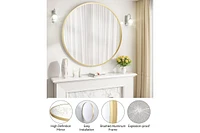 gaomon Round Mirror, Inch Circle Mirror, Hd Eco-Friendly Gold Circle Mirror Metal Frame, Round Vanity Wall Mounted Mirrors for Entryway, Hallway