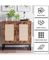 gaomon Rattan Sideboard Buffet Storage Cabinet - 2 Tier Shelves