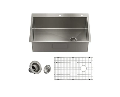 Casainc 33inch L x 22inch W Drop-in Stainless Steel Kitchen Sink with Grid