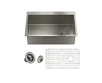 Casainc 33inch L x 22inch W Drop-in Stainless Steel Kitchen Sink with Grid