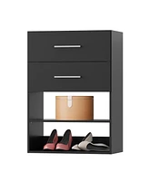 Short Tower Wood Built Closet Organizer Unit, Starter Kit