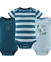 The Peanutshell Baby Boys Short Sleeve Cotton Bodysuits Boys, Star Stripe