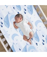 Lambs & Ivy Bubbles & Squirt 100% Cotton Whale/Ocean Fitted Crib/Toddler Sheet