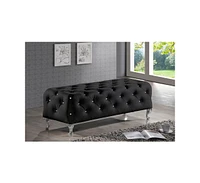 Baxton Studio Stella Crystal Tufted Black Leather Modern Bench