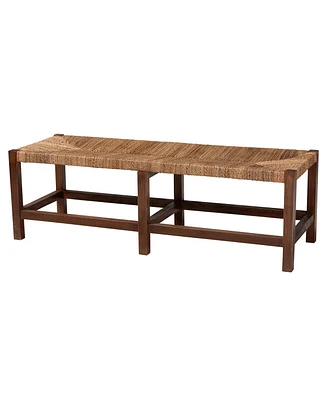 bali & pari Liza Bohemian Natural Seagrass and Wood Accent Bench