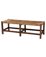 bali & pari Liza Bohemian Natural Seagrass and Wood Accent Bench