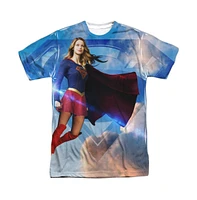 Supergirl Men's Up The Sky Short Sleeve Adult Poly Crew Tee / T-Shirt