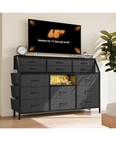 gaomon 55”W Dresser with Led Lights & Power Outlets