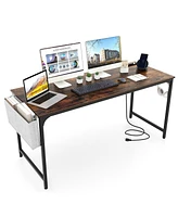 Gouun 60 Inch Computer Desk with Charging Station Storage Bag