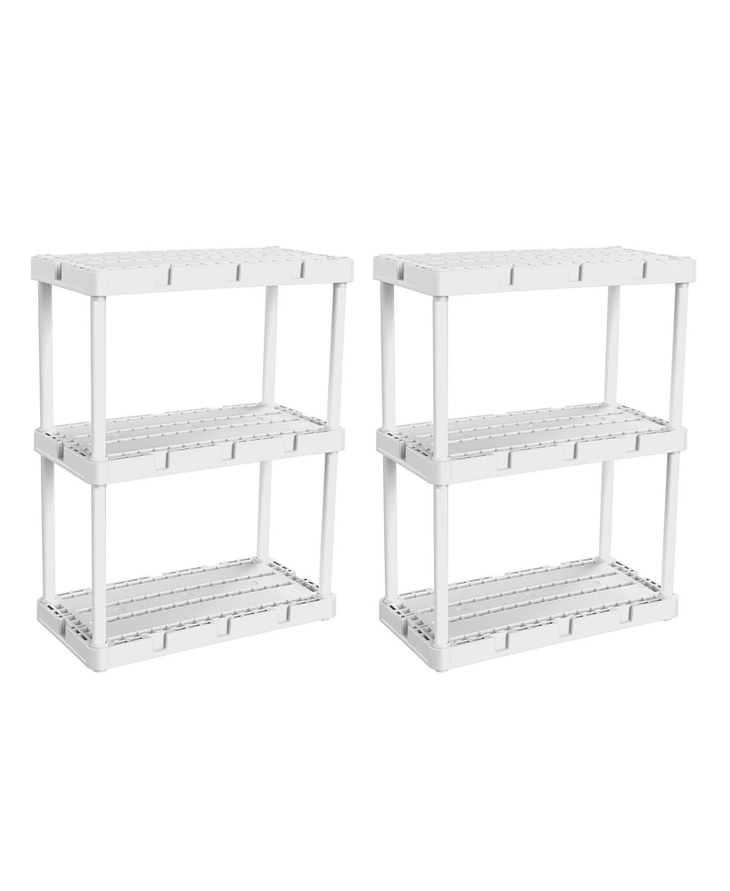 Gracious Living Knect A Shelf 3 Shelf Interlocking Organizers, White (2 Pack)