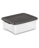 Sterilite 25 Quart ShelfTote, Stackable Storage Bin with Latching Lid, 6 Pack