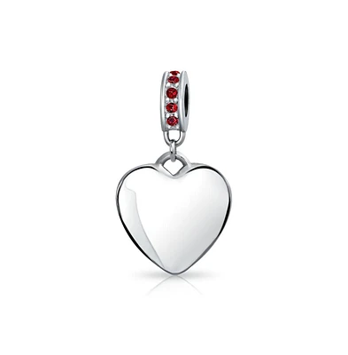 Bling Jewelry Crystal Heart Shape Dangle Bead Charm Sterling Silver For Women