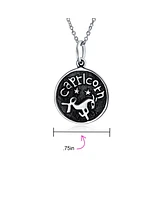 Bling Jewelry Capricorn Zodiac Sign Astrology Horoscope Round Medallion Pendant For Men Women Necklace Antiqued Sterling Silver