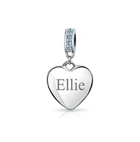 Bling Jewelry Crystal Heart Shape Dangle Bead Charm Sterling Silver