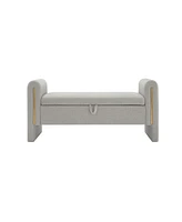 The Pop Home Modern Teddy Bed End Bench with Storage and Arms, Upholstered Foot Rest Stool, Comfy Vanity Bench-The Pop Home