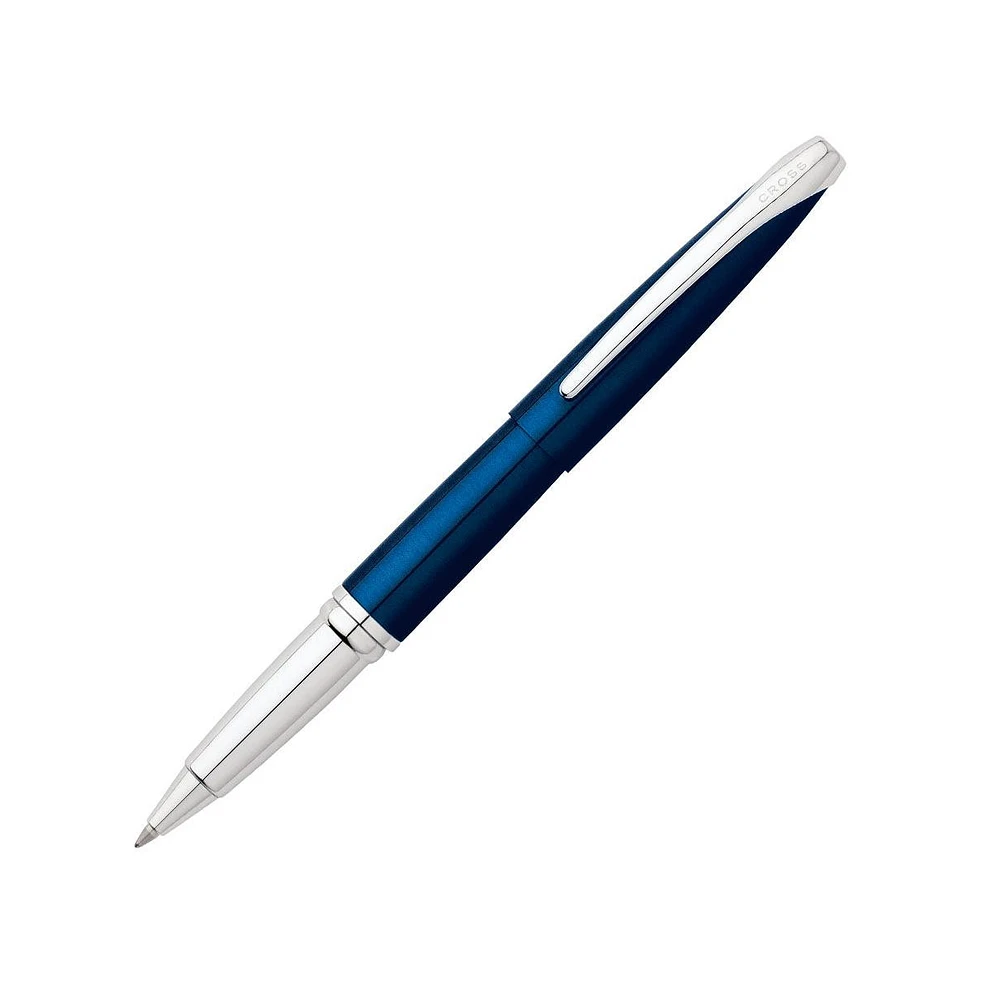 A. T. Cross A.t. Cross Atx Translucent Blue Lacquer with Polished Chrome Appointments Selectip Rollerball Pen